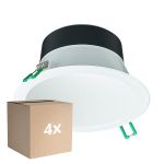 Fordelspakke 4x Philips LED Downlight Coreline DN142B Aluminium Hvid 9.8W 1200lm 60D - 840 Kold Hvid | Udsnit 155mm - IP20 - Hvid Reflektor