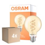 Fordelspakke 4x Osram Vintage 1906 LED E27 Globe Filament Twist Guld 8W 806lm - 922 Ekstra Varm Hvid | Bedste Farvegengivelse - Dæmpbar - Erstatter 60W