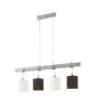 Eglo Pendel Lampe Townshend 2 Stål Træ Hvid Brun | IP20 - Egnet til 4x E27 