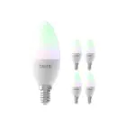 Fordelspakke 5x Calex Smart Tuya Wifi E14 Kerte 5W 470lm - 822-840 Justerbar Hvid | RGBW - dæmpbar - erstatter 40W