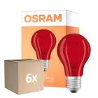 Fordelspakke 6x Osram LED Star Classic Decor E27 Pære Filament Matt 2.5W 45lm - Rød | Erstatter 7W